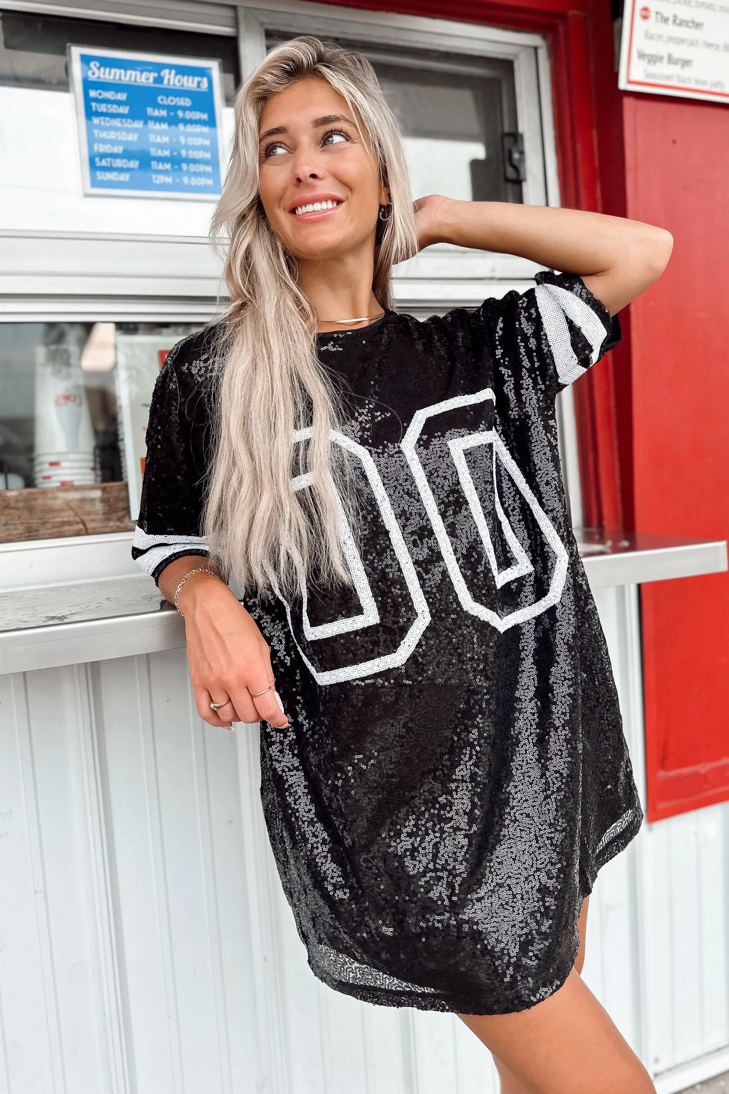 00 Jersey Sequin Dress Black- FINAL SALE