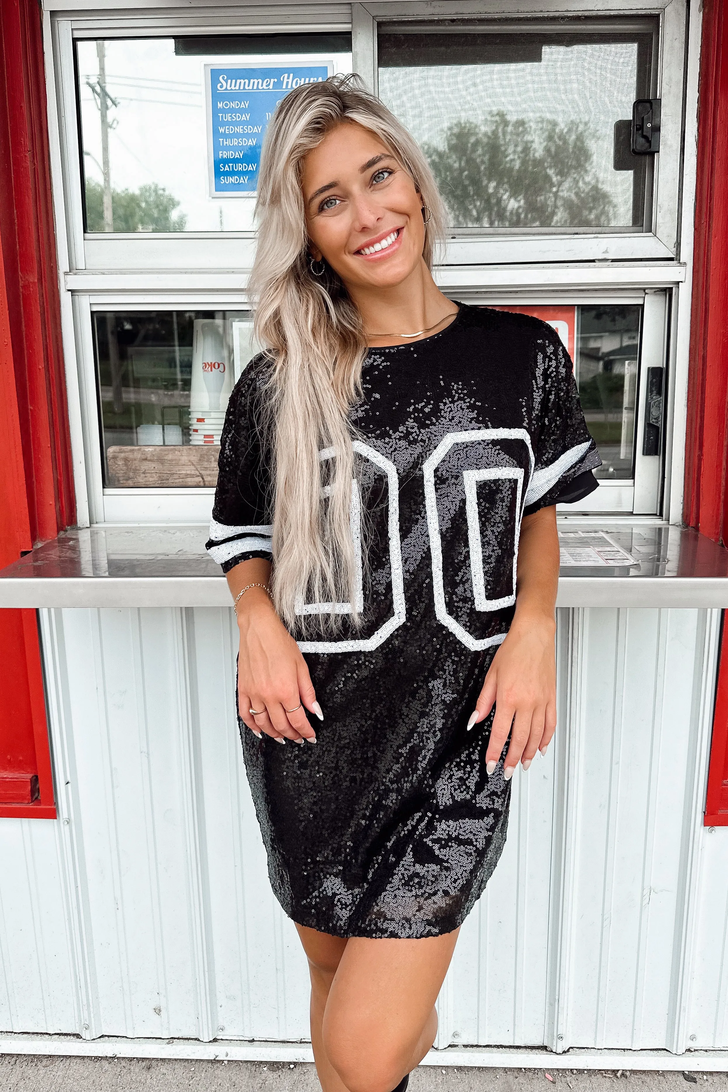 00 Jersey Sequin Dress Black- FINAL SALE