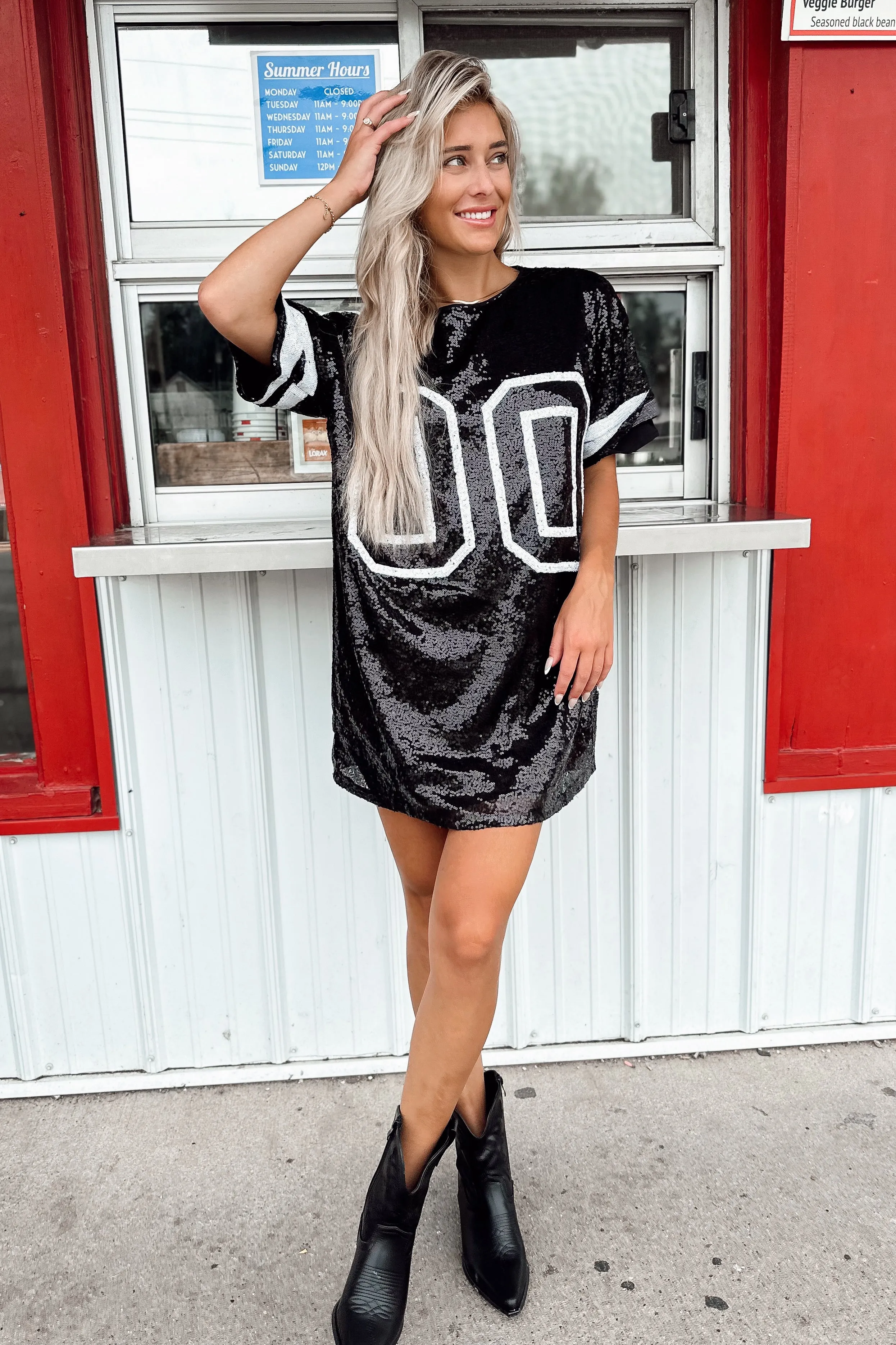 00 Jersey Sequin Dress Black- FINAL SALE