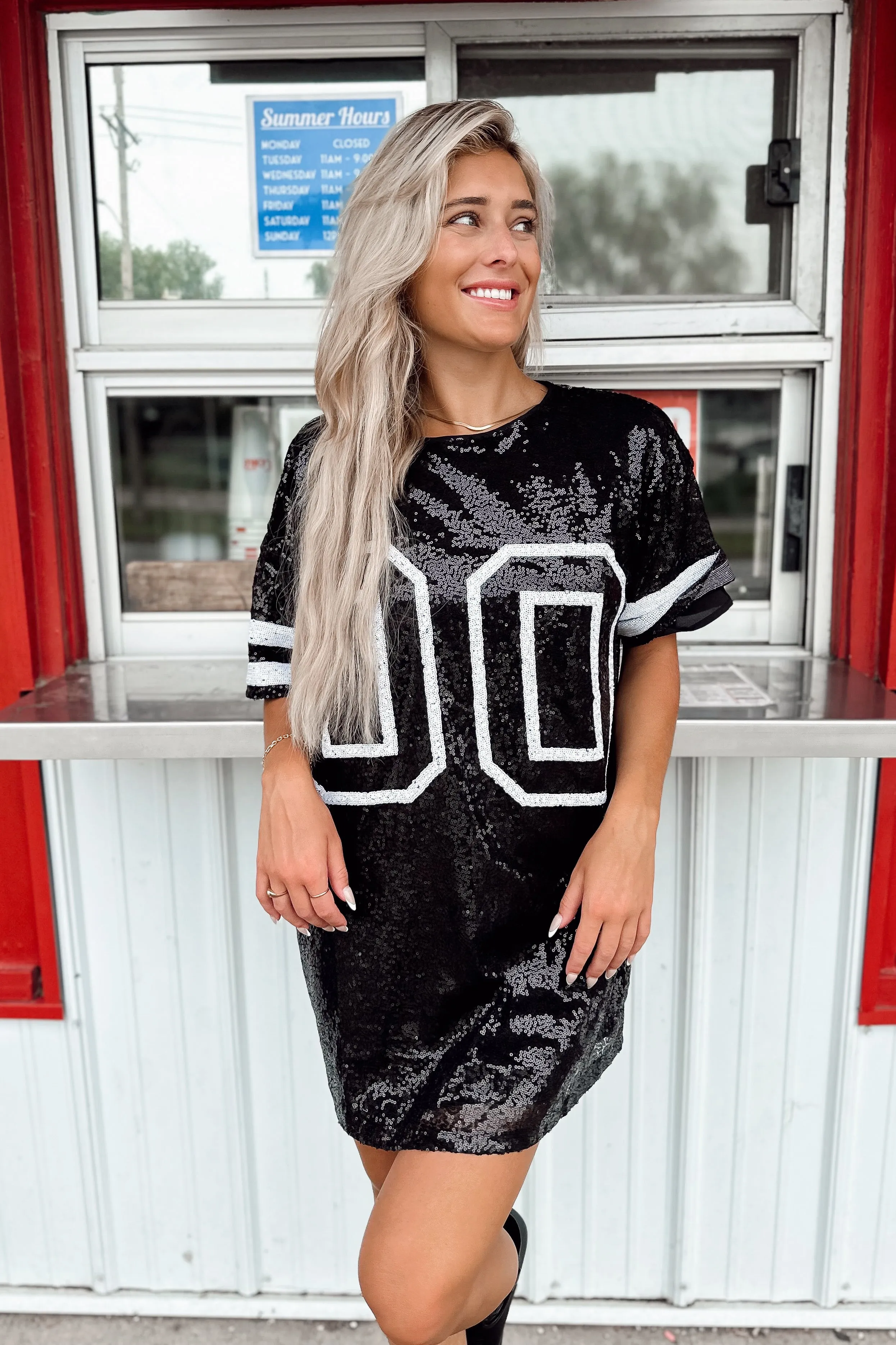 00 Jersey Sequin Dress Black- FINAL SALE