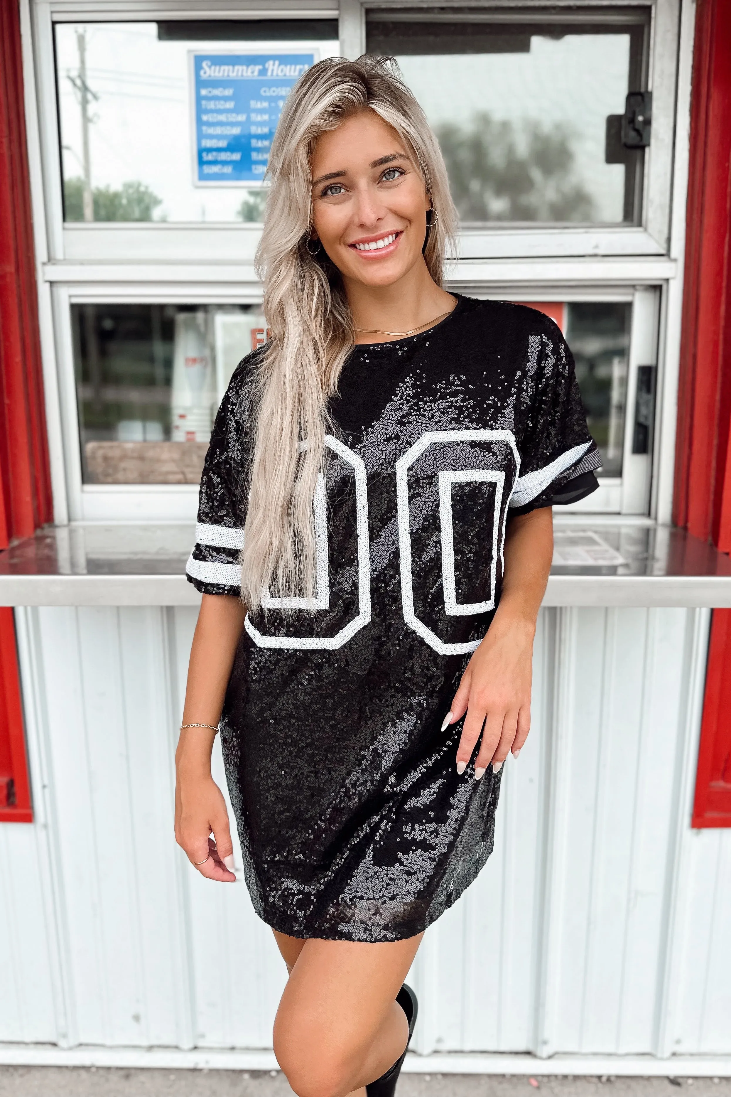 00 Jersey Sequin Dress Black- FINAL SALE