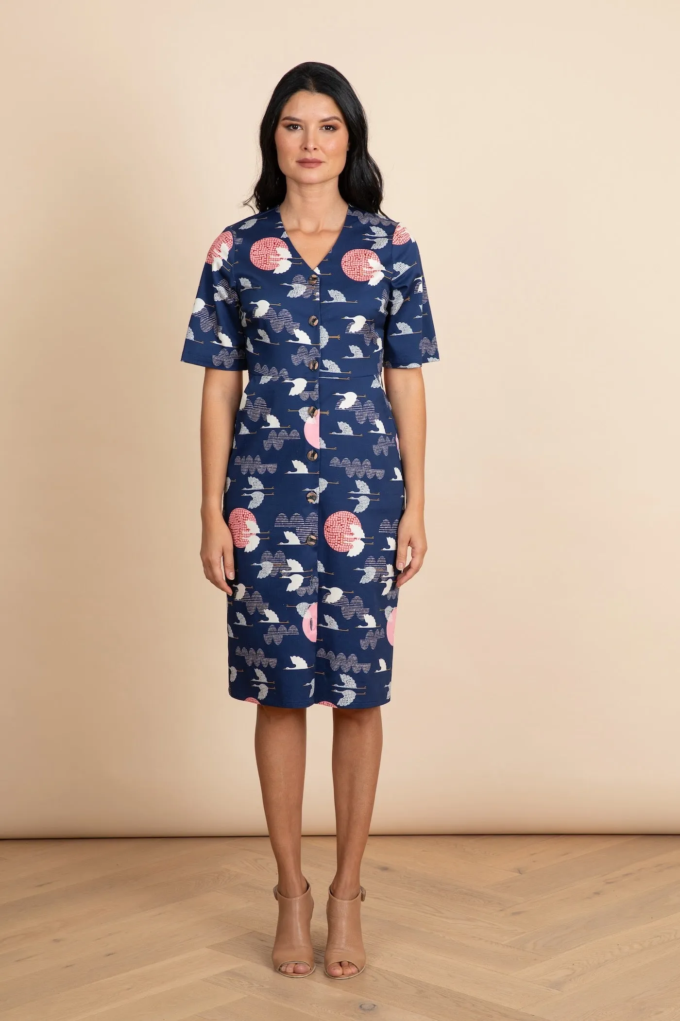 1000 CRANES V-Neck Pocket Dress