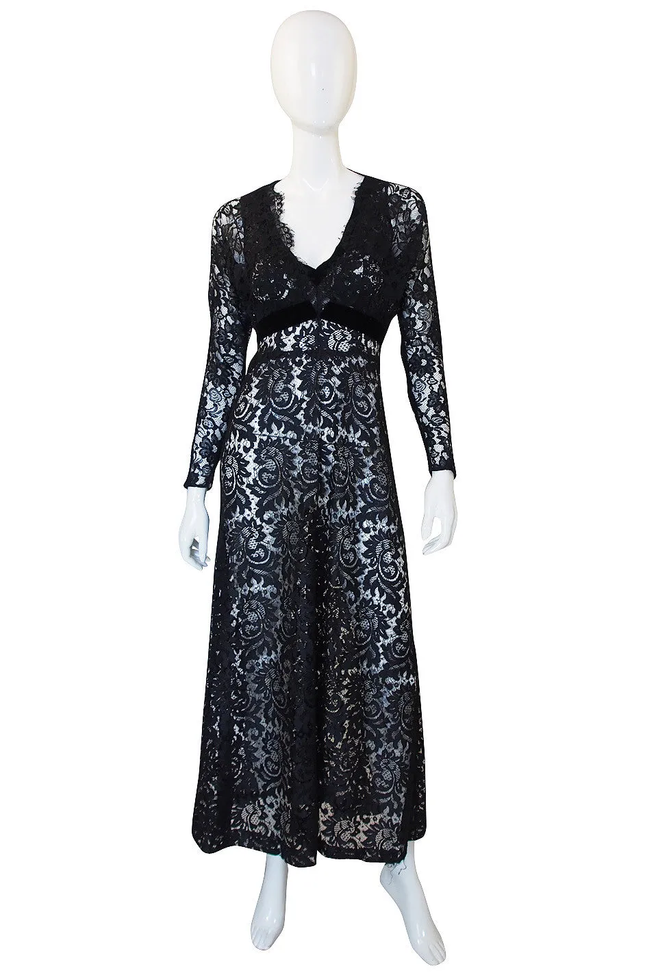 1930s Black Lace Gown & Cropped Jacket