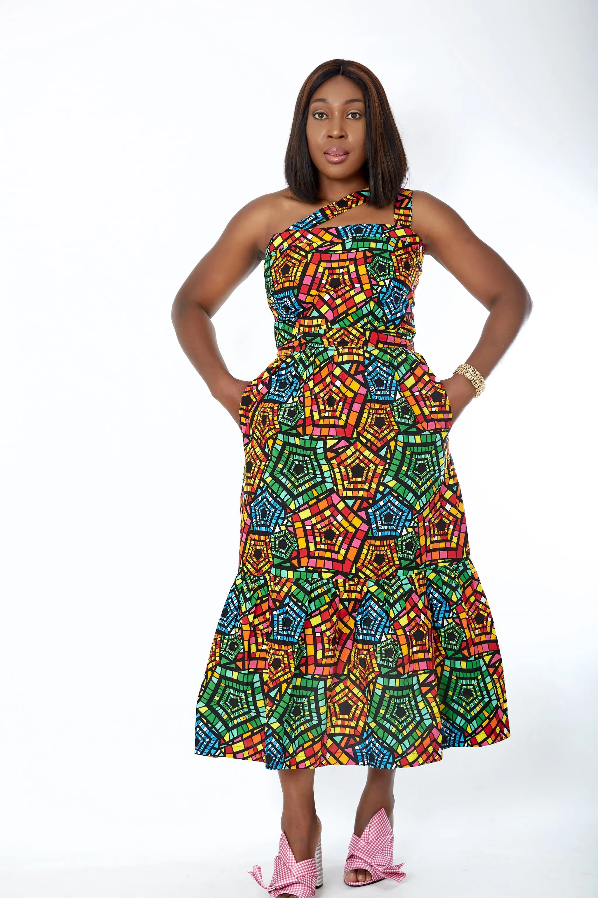 African Print Bodycon Midi Dress - Zykorah