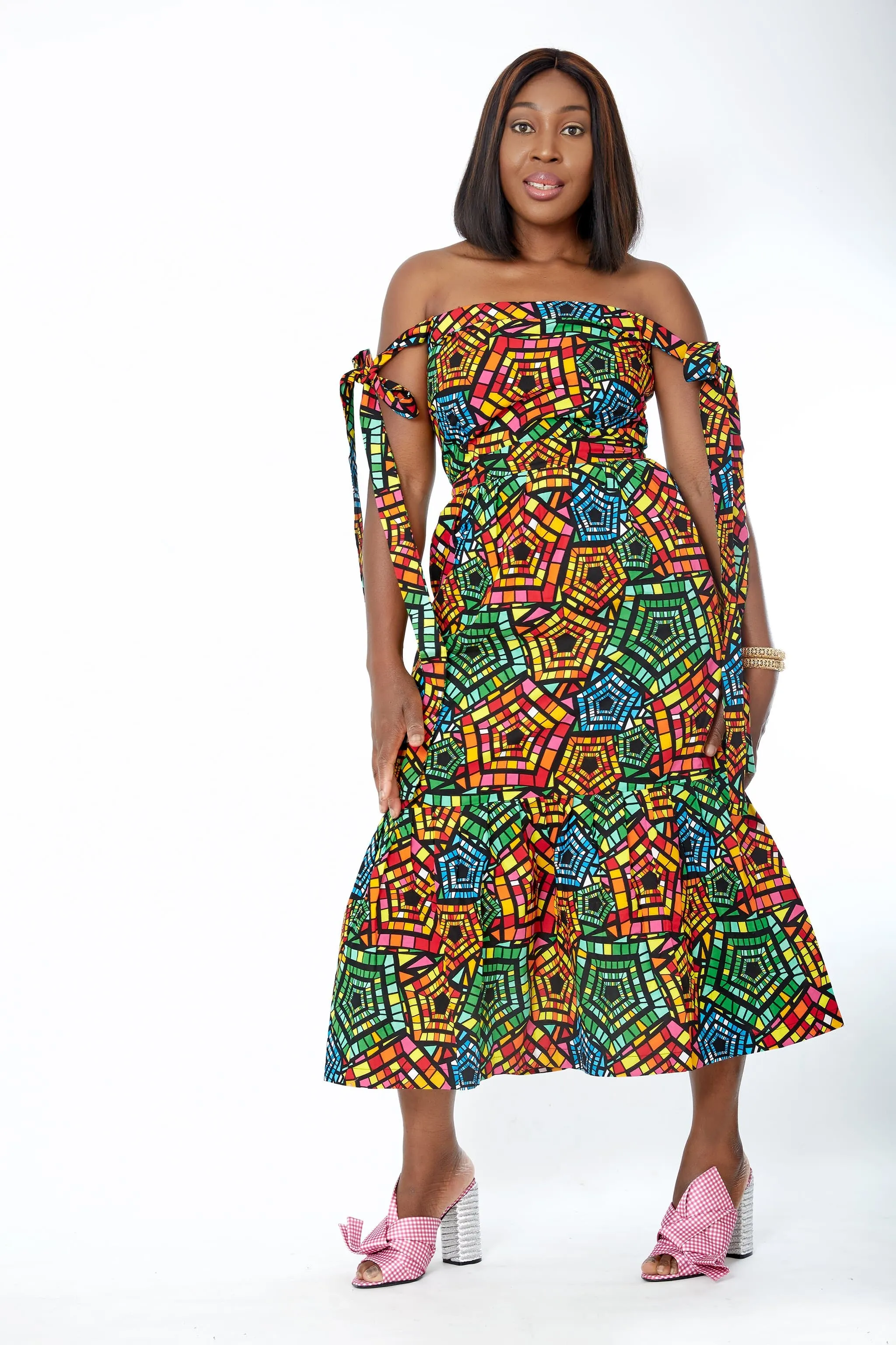 African Print Bodycon Midi Dress - Zykorah