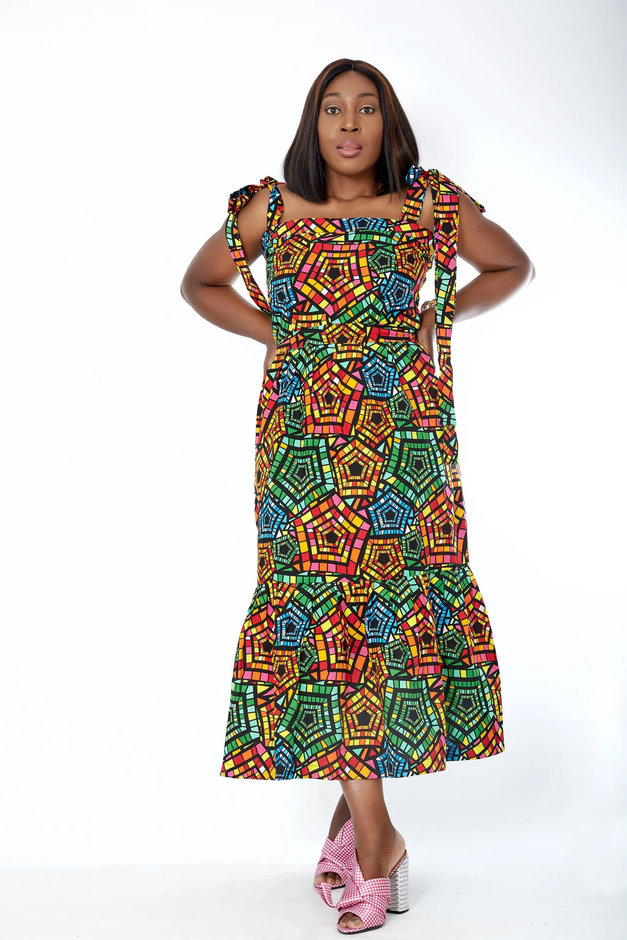 African Print Bodycon Midi Dress - Zykorah