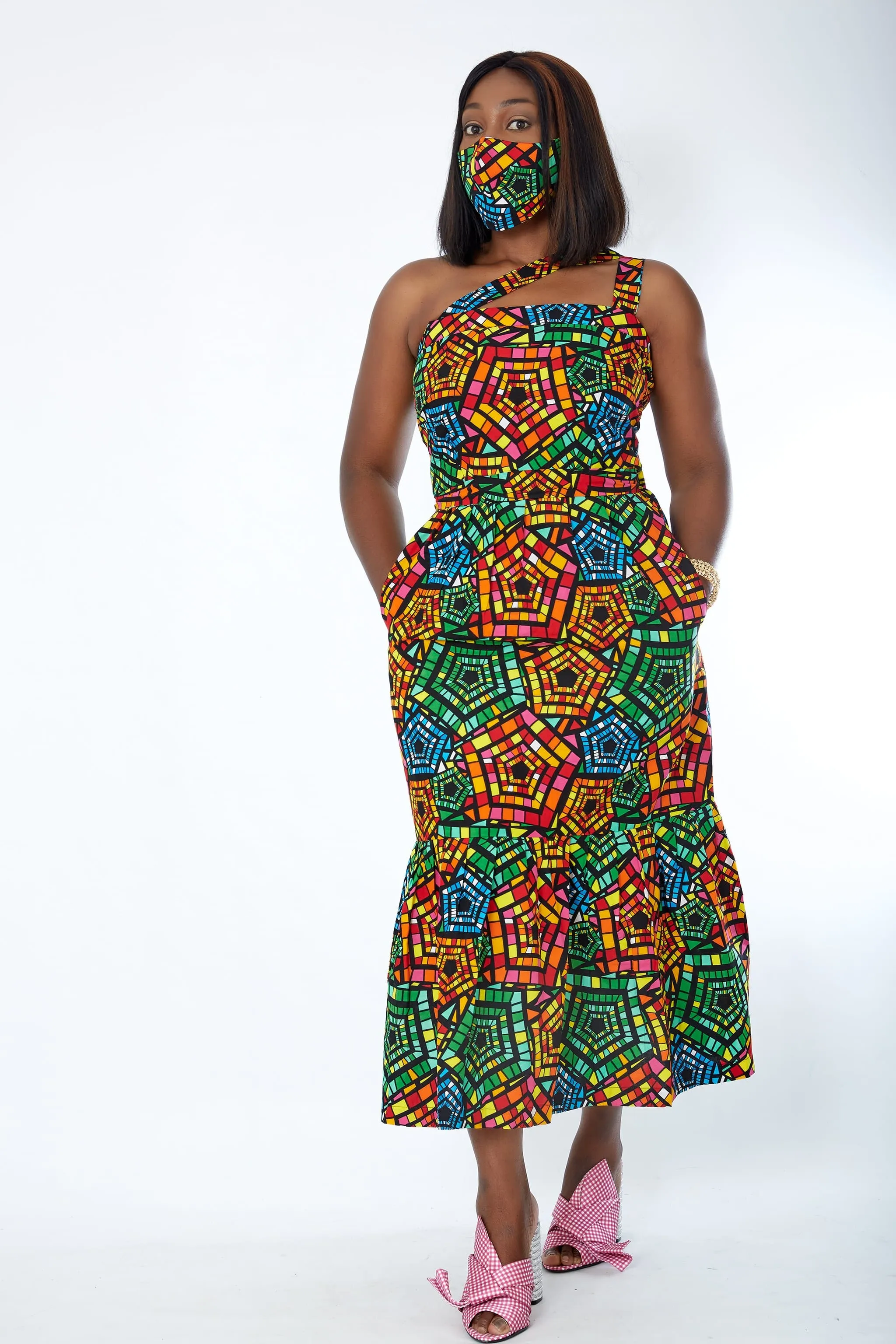 African Print Bodycon Midi Dress - Zykorah