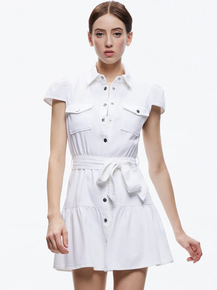 Alice   Olivia - Miranda Mini Denim Dress - White