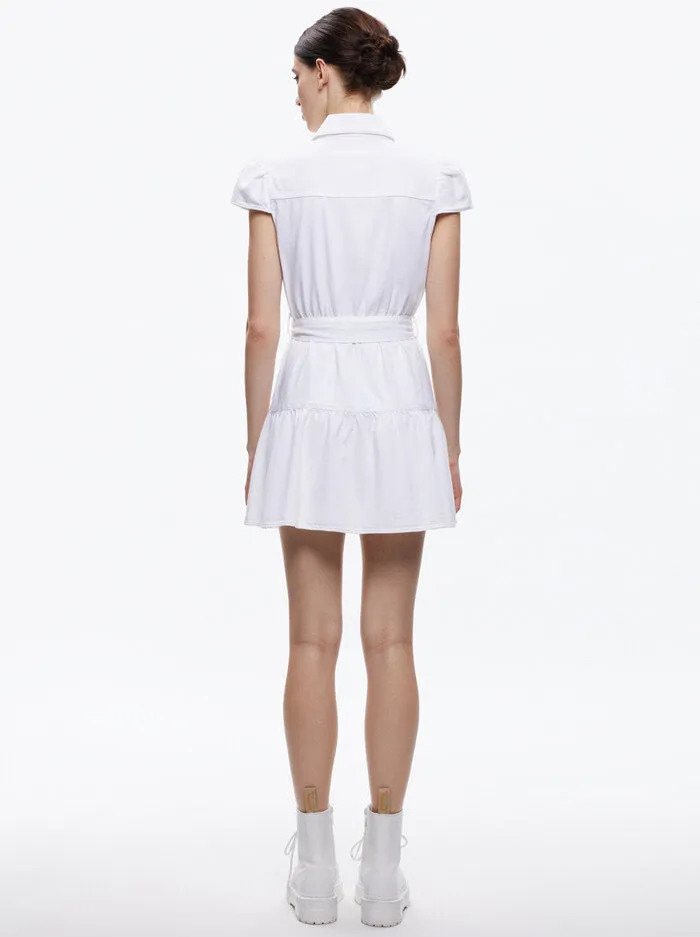 Alice   Olivia - Miranda Mini Denim Dress - White