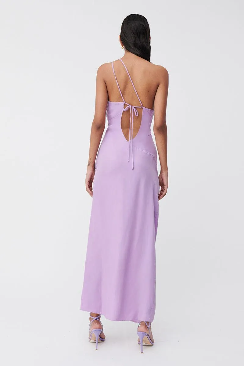 Andy Assymetric Ruched Slip Dress - Lavender