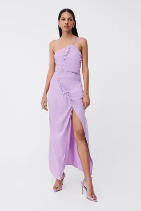 Andy Assymetric Ruched Slip Dress - Lavender