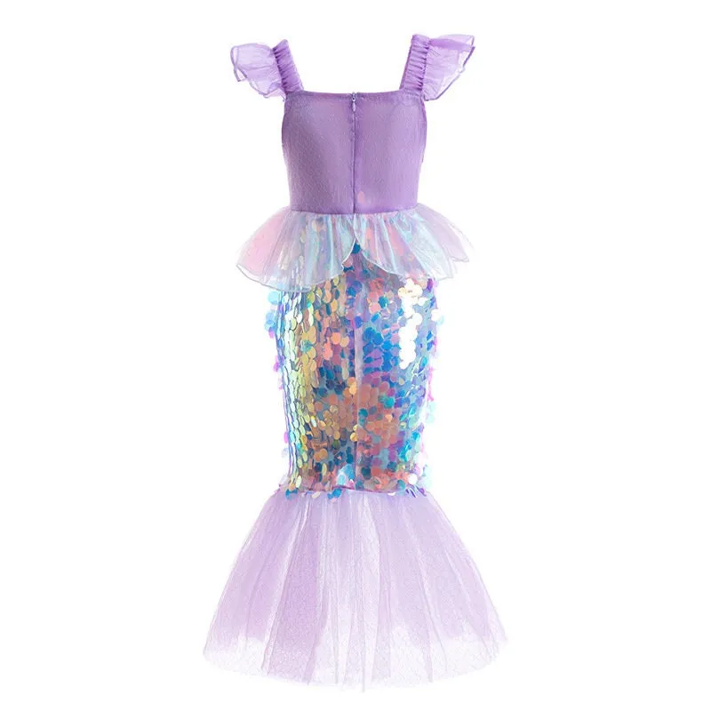 Ariel Little Mermaid Inspired Cosplay Girls Costume Dress