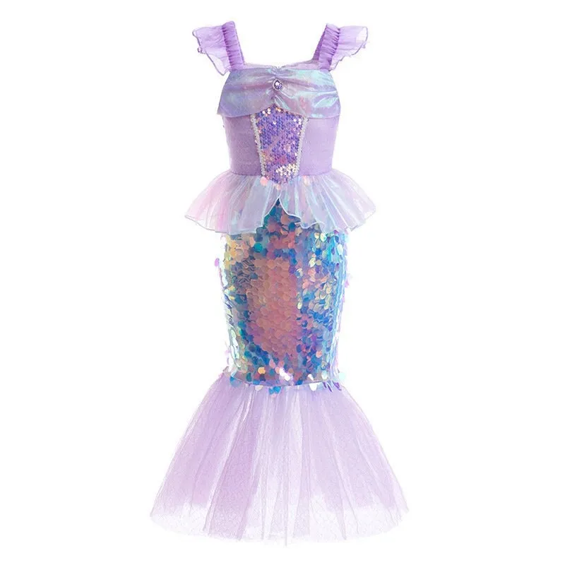 Ariel Little Mermaid Inspired Cosplay Girls Costume Dress