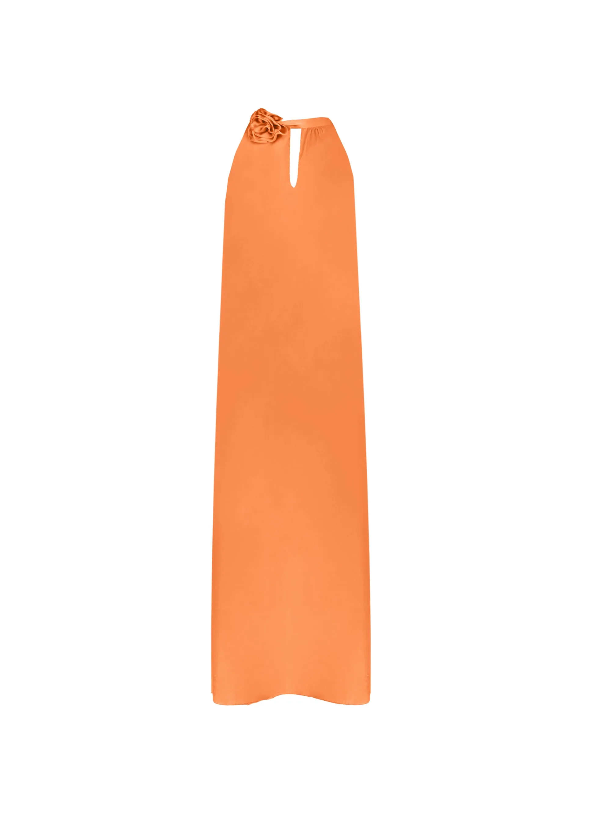 Ariya Orange Satin Twist Neck Dress