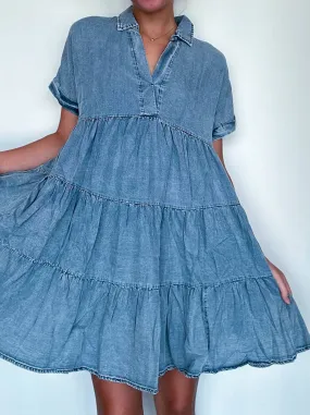 Aspen Denim Ruffle Dress