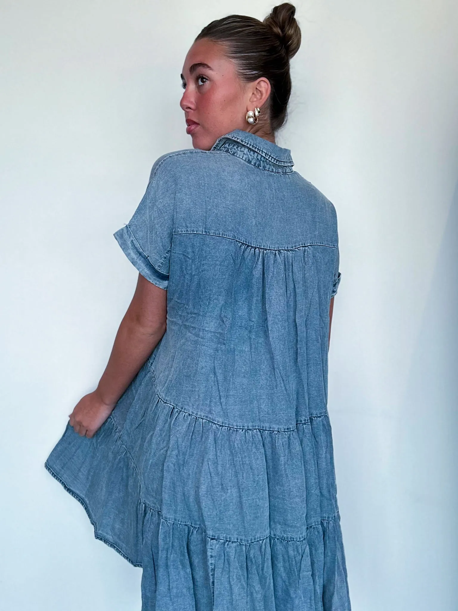 Aspen Denim Ruffle Dress