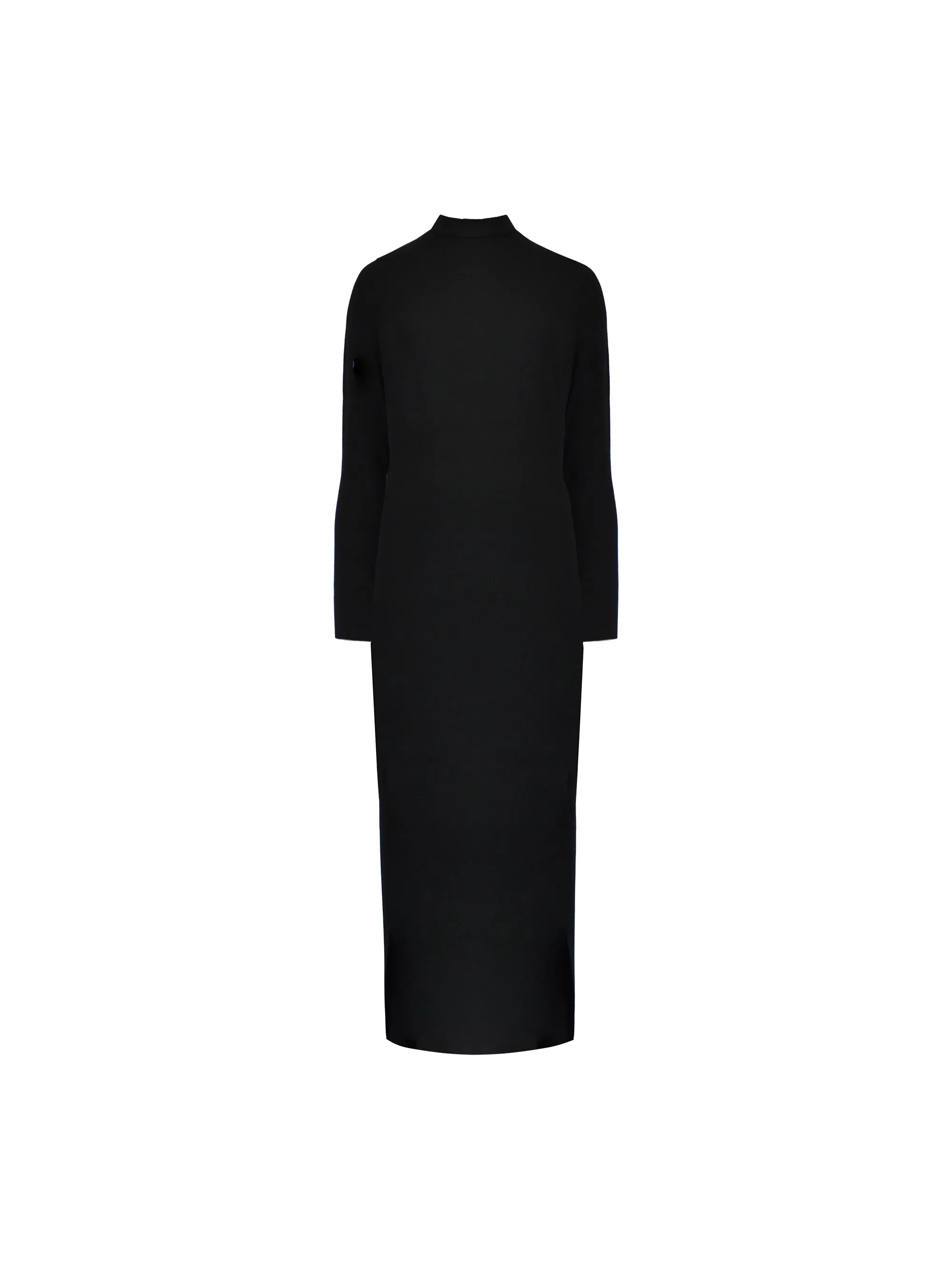 Black High Neck Split Leg Jersey Dress