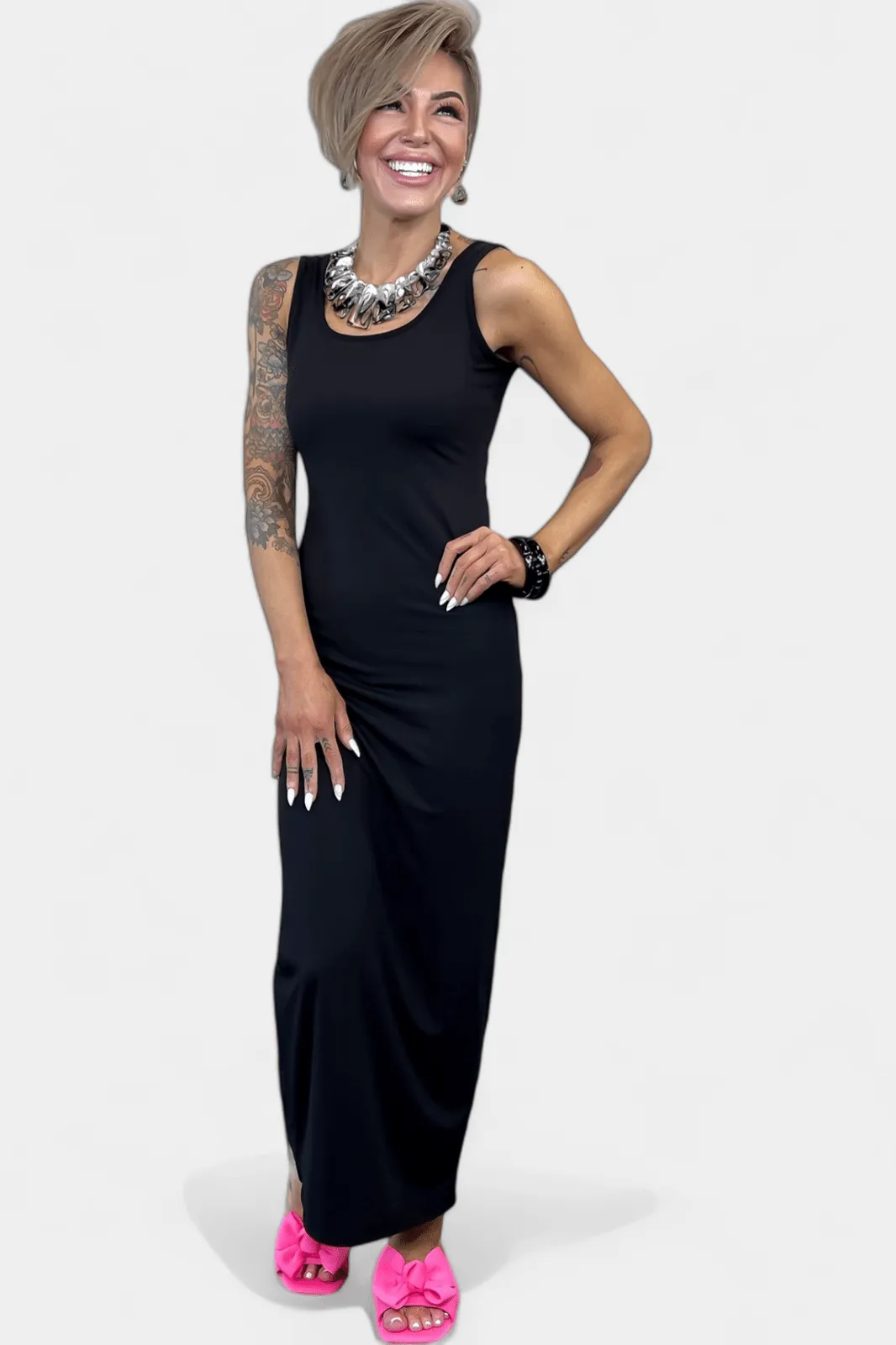 Black Seamless Maxi Dress