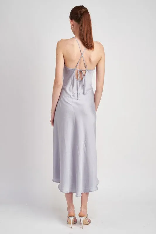 Sure! Heres an optimized title with modifiers for the product:

Elegant Can Love ME Satin Cowl Neck Slip Midi Dress for Women - Chic Evening Wear