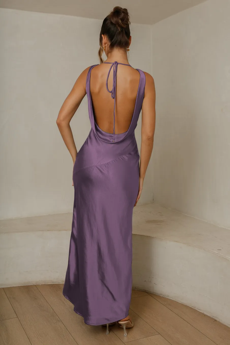 Cassandra Open Back Maxi Dress - Grape