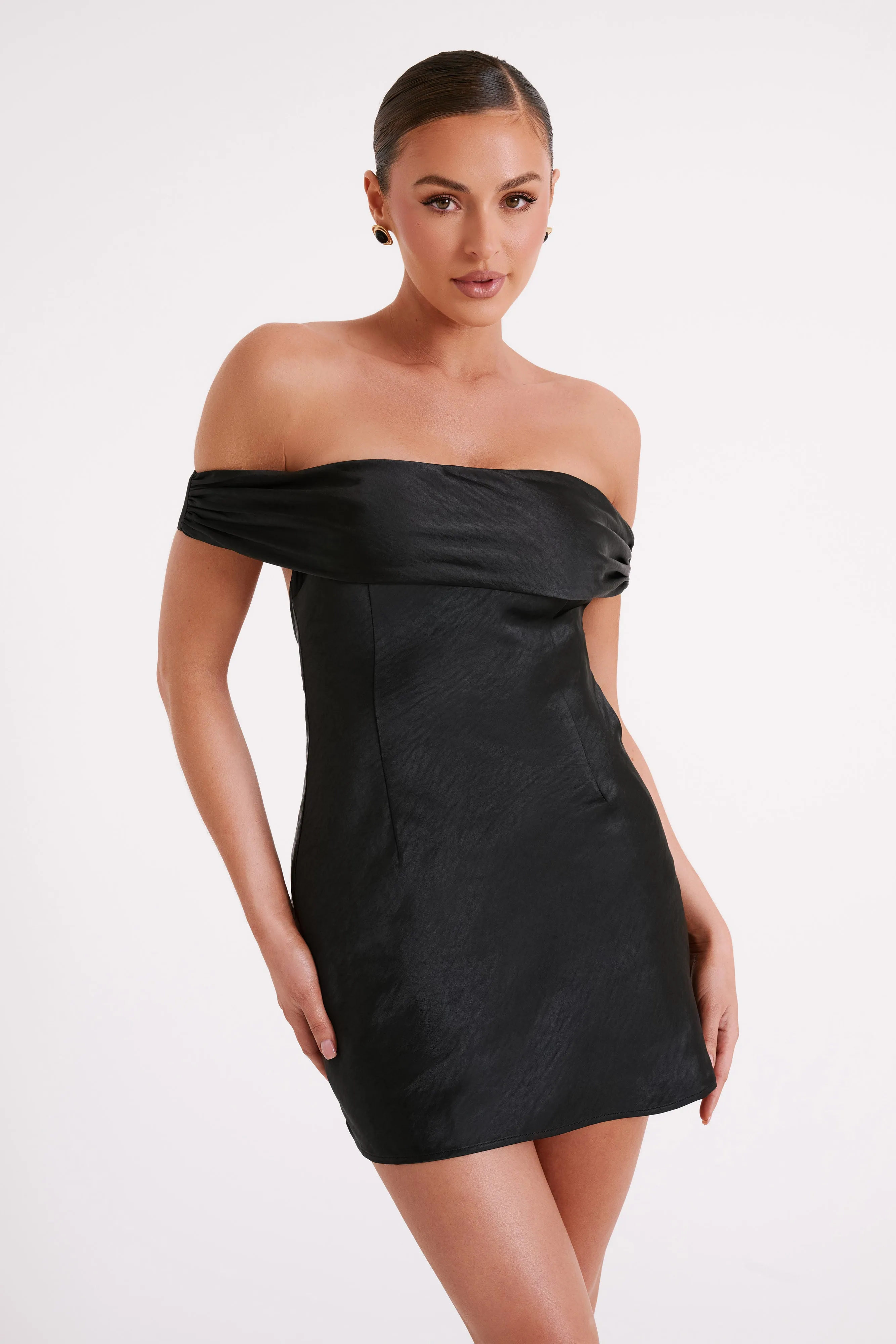 Cher Satin Strapless Mini Dress - Black