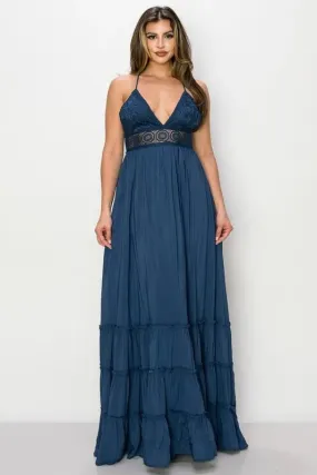 Chrochet Maxi Dress Navy