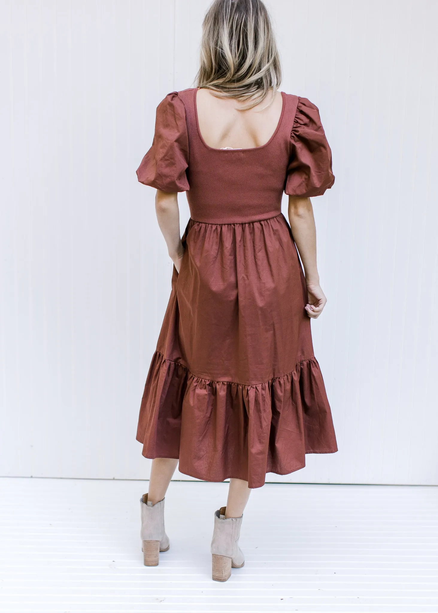 Winter Cognac-Colored Dress - Elegant Warm Outfit