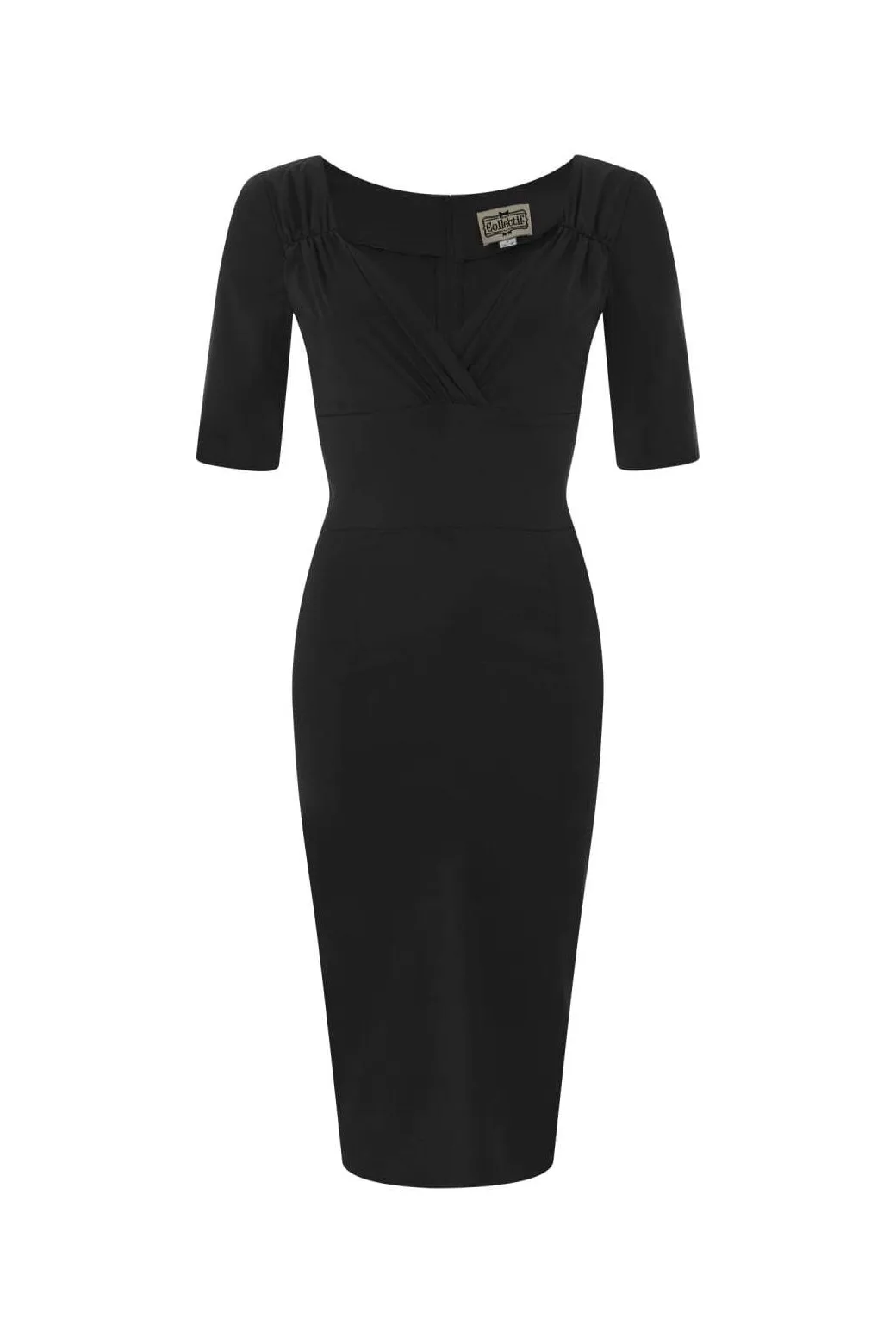 Collectif Black Half Sleeve Sweetheart Neckline Wiggle Pencil Dress