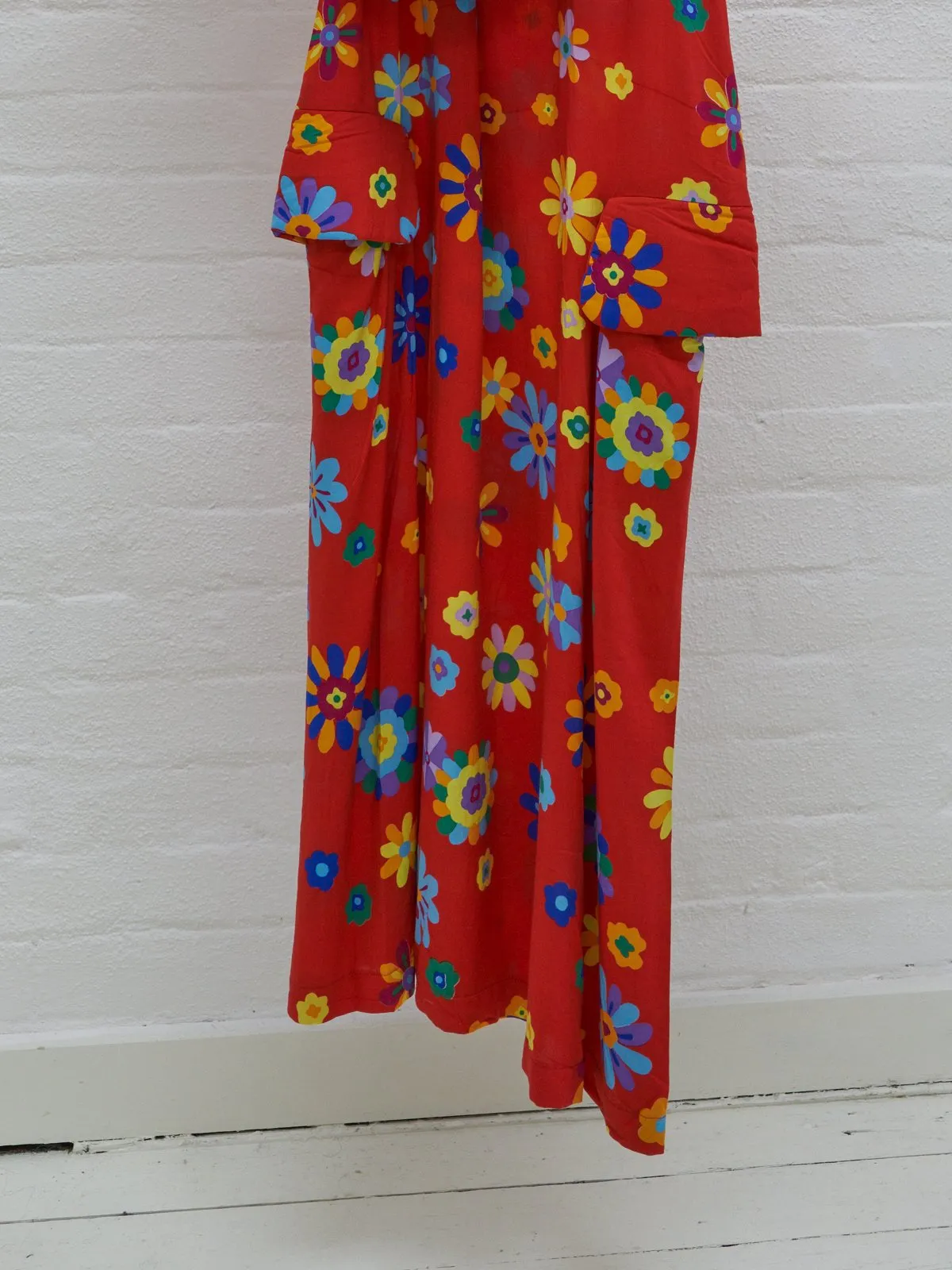 Comme des Garcons 1996 red rayon floral print maxi dress - womens M S