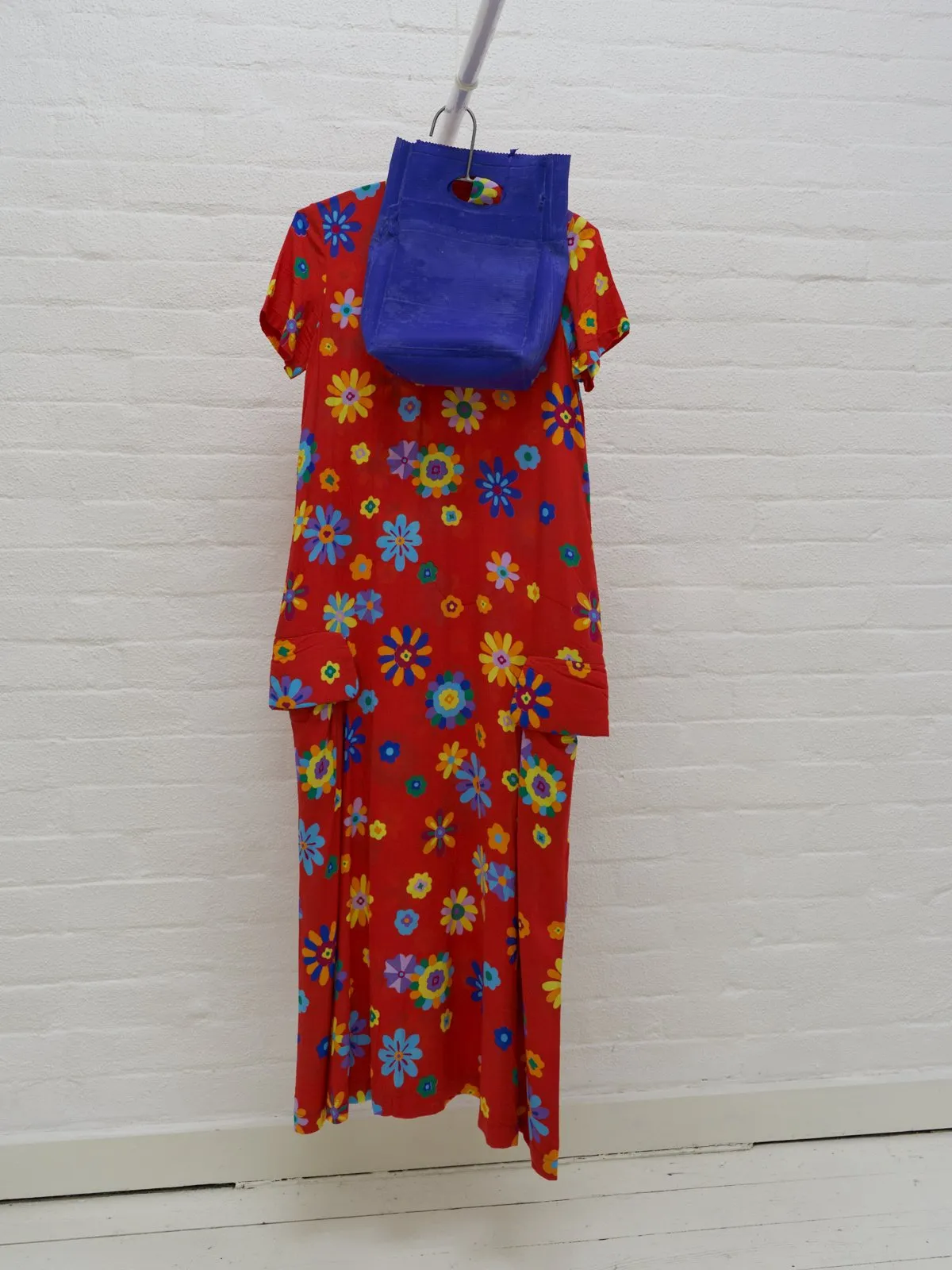 Comme des Garcons 1996 red rayon floral print maxi dress - womens M S