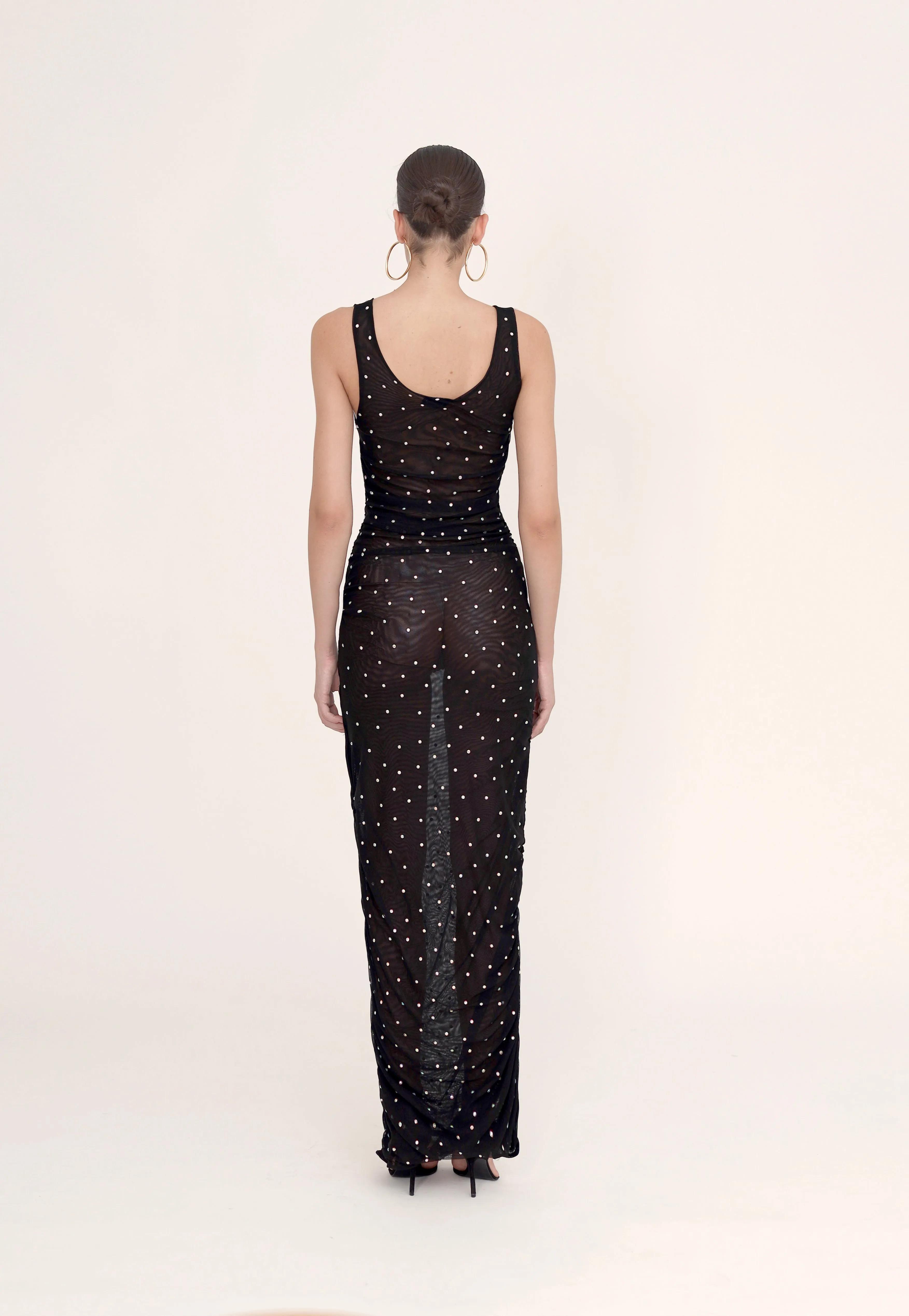 Cover-up maxi dress - Black rhinestones no