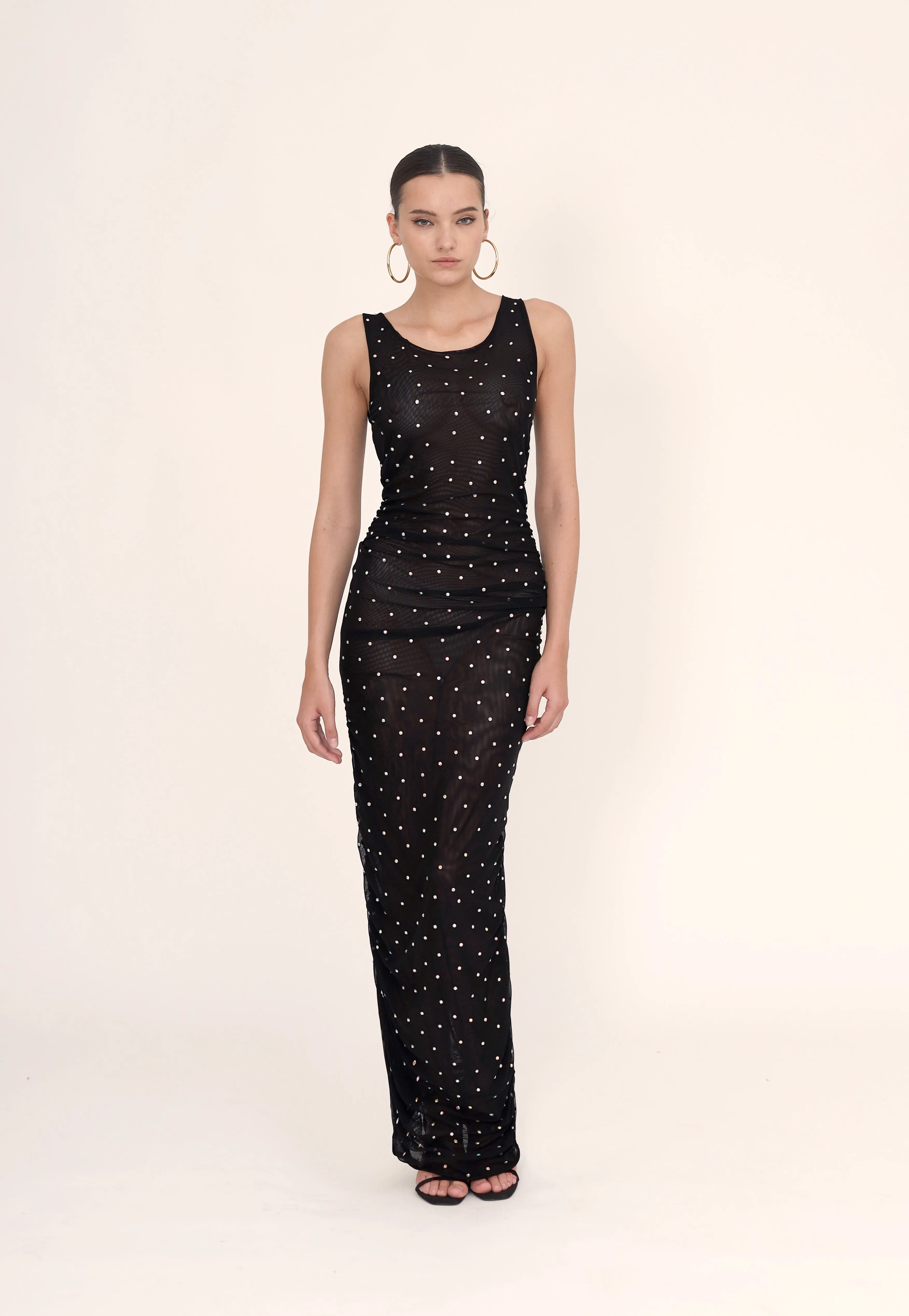 Cover-up maxi dress - Black rhinestones no