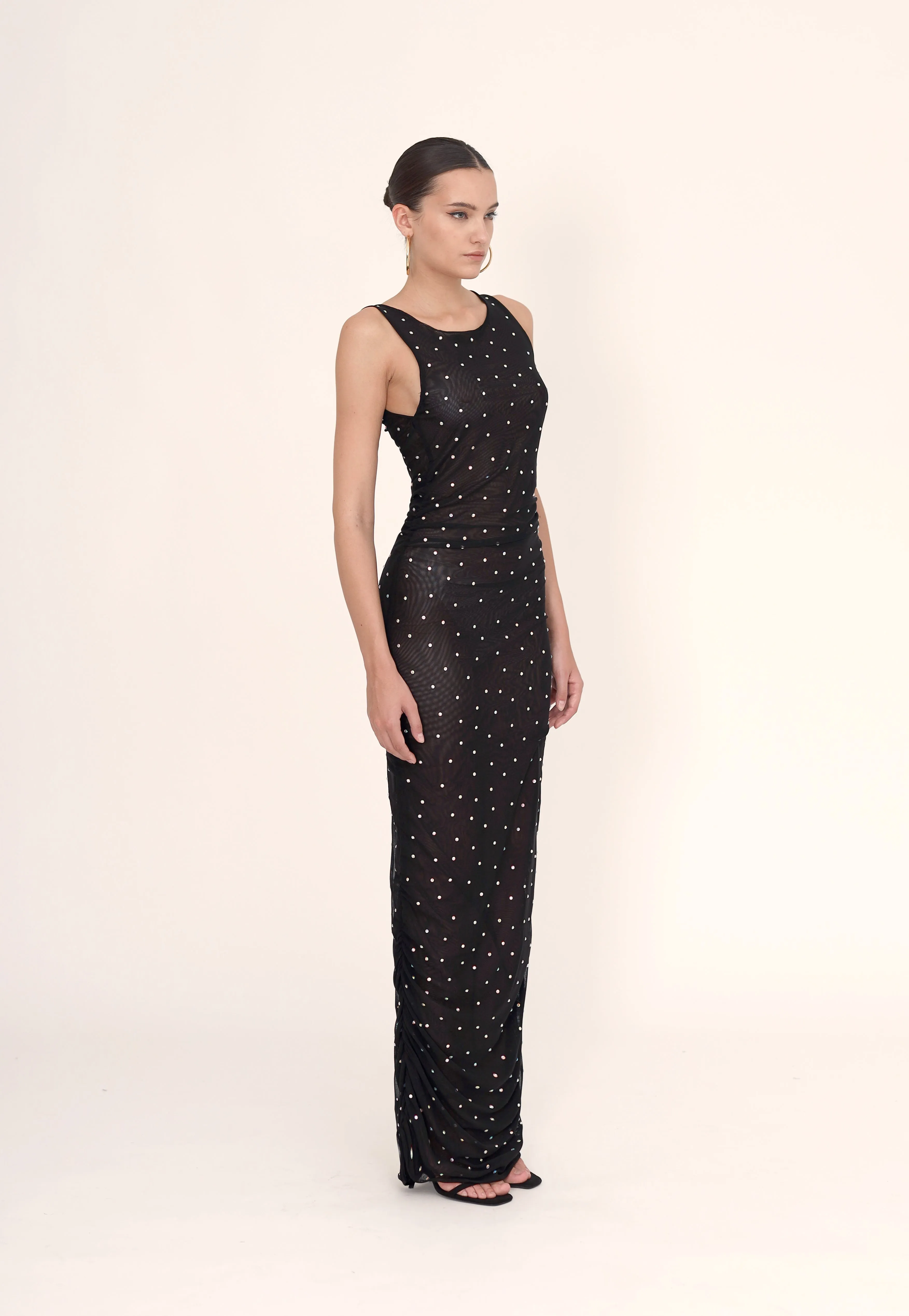 Cover-up maxi dress - Black rhinestones no