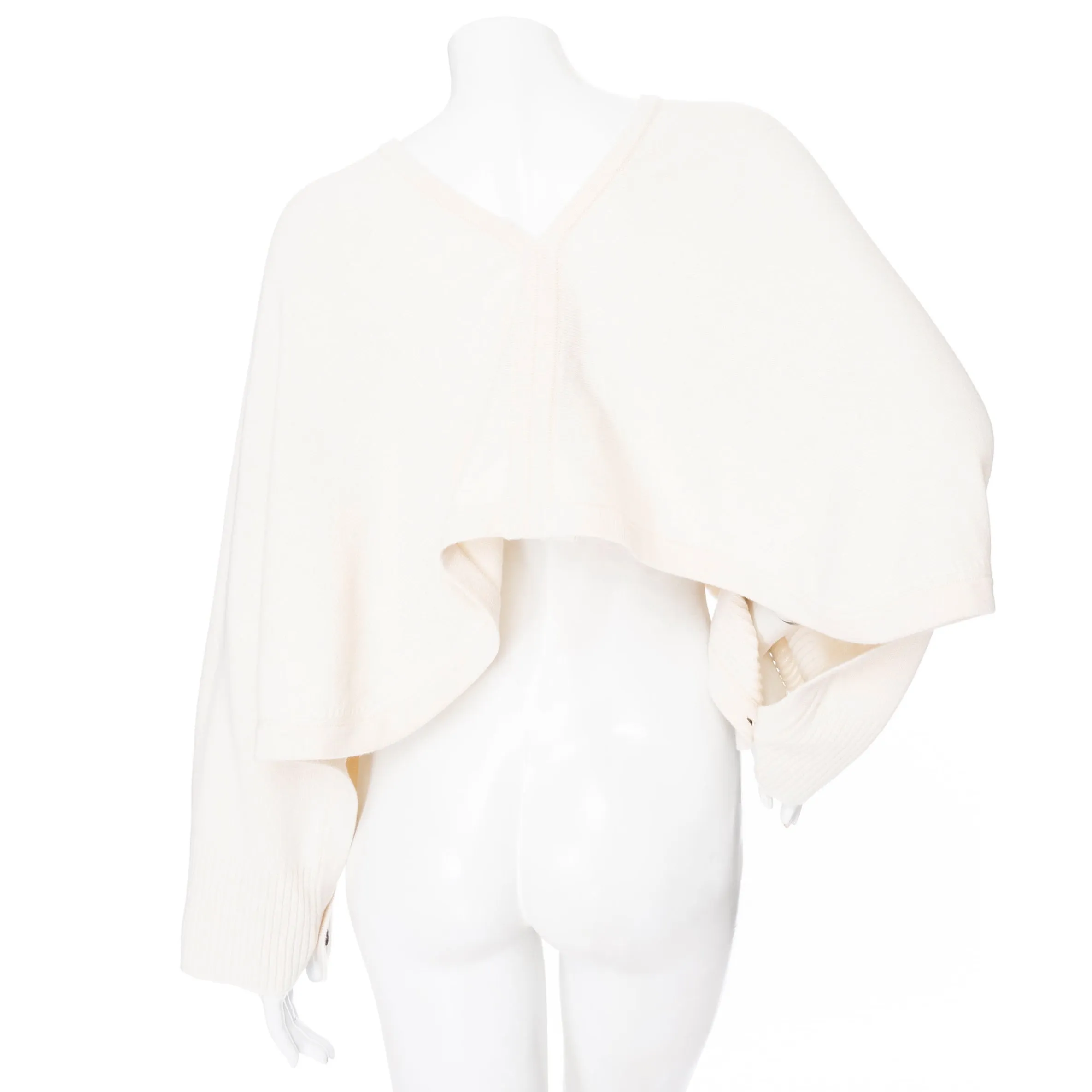 Luxurious Cream Cashmere Crop Poncho Top for Stylish Women