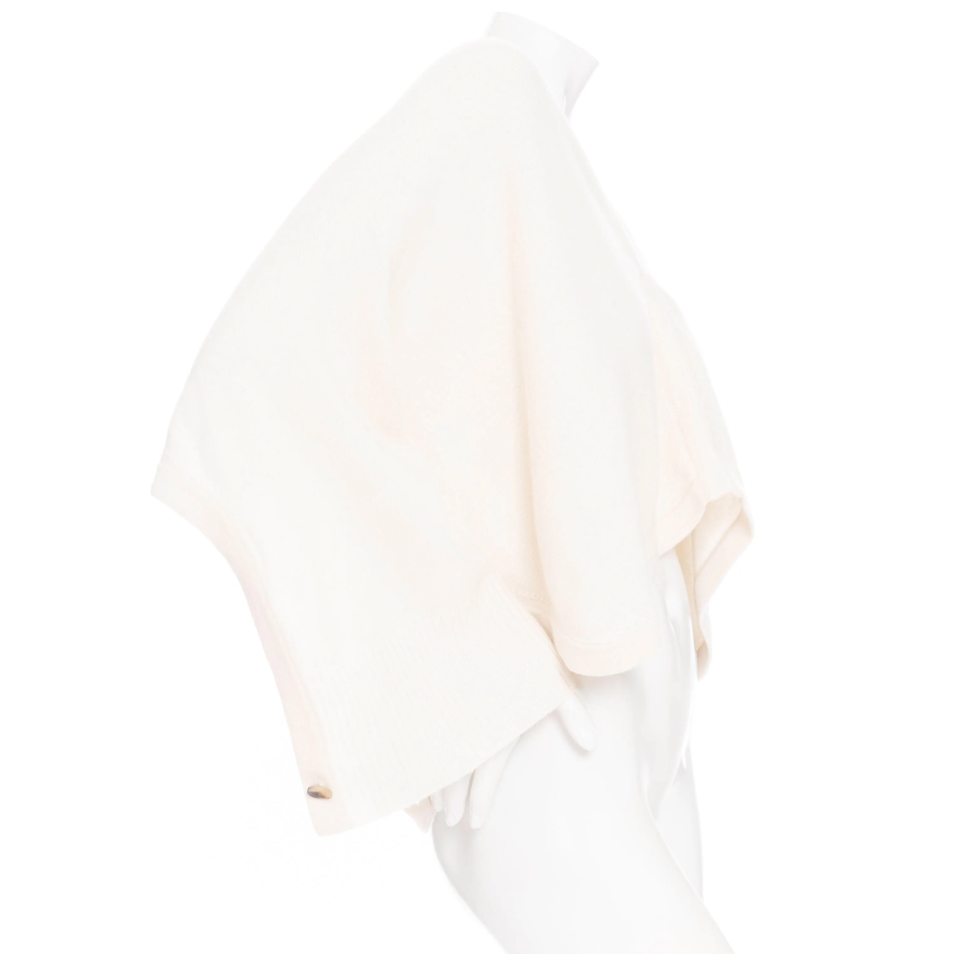 Luxurious Cream Cashmere Crop Poncho Top for Stylish Women