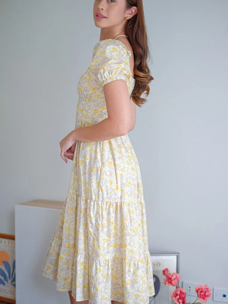 Dakota midi dress - yellow belle