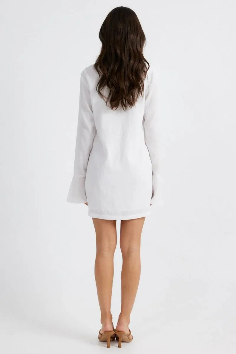 Elaine Lace Up Mini Dress - White