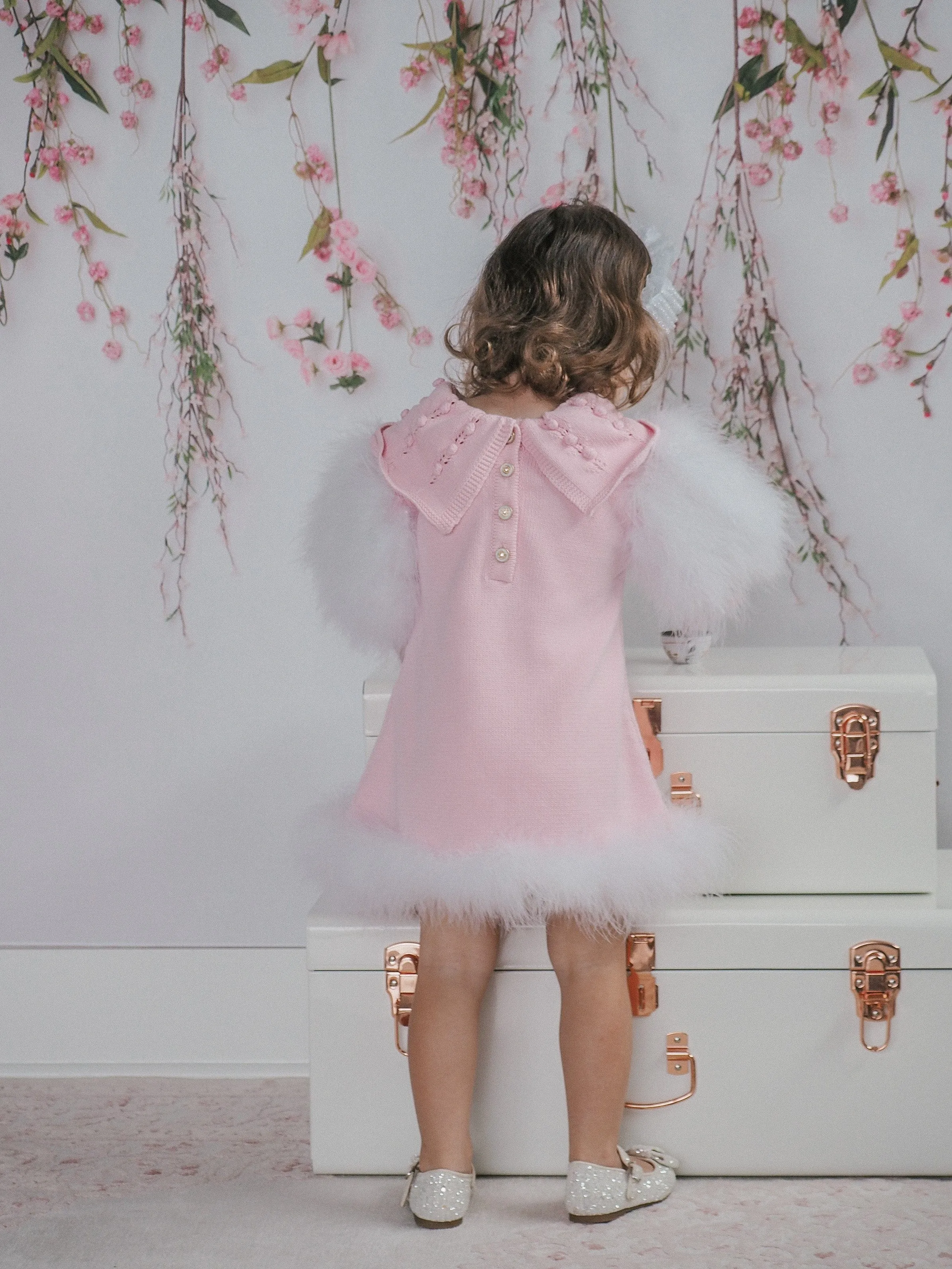 Ella Knit Pink Feather Dress