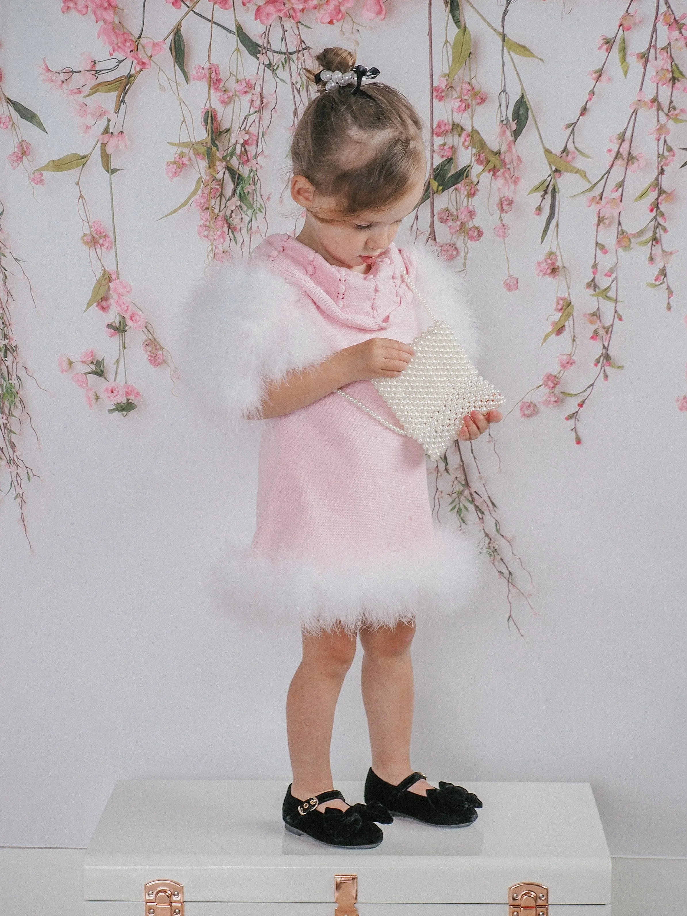 Ella Knit Pink Feather Dress