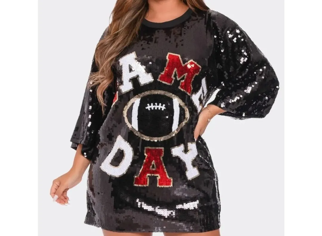 Falcons game day sequence letter dress with colored lettering