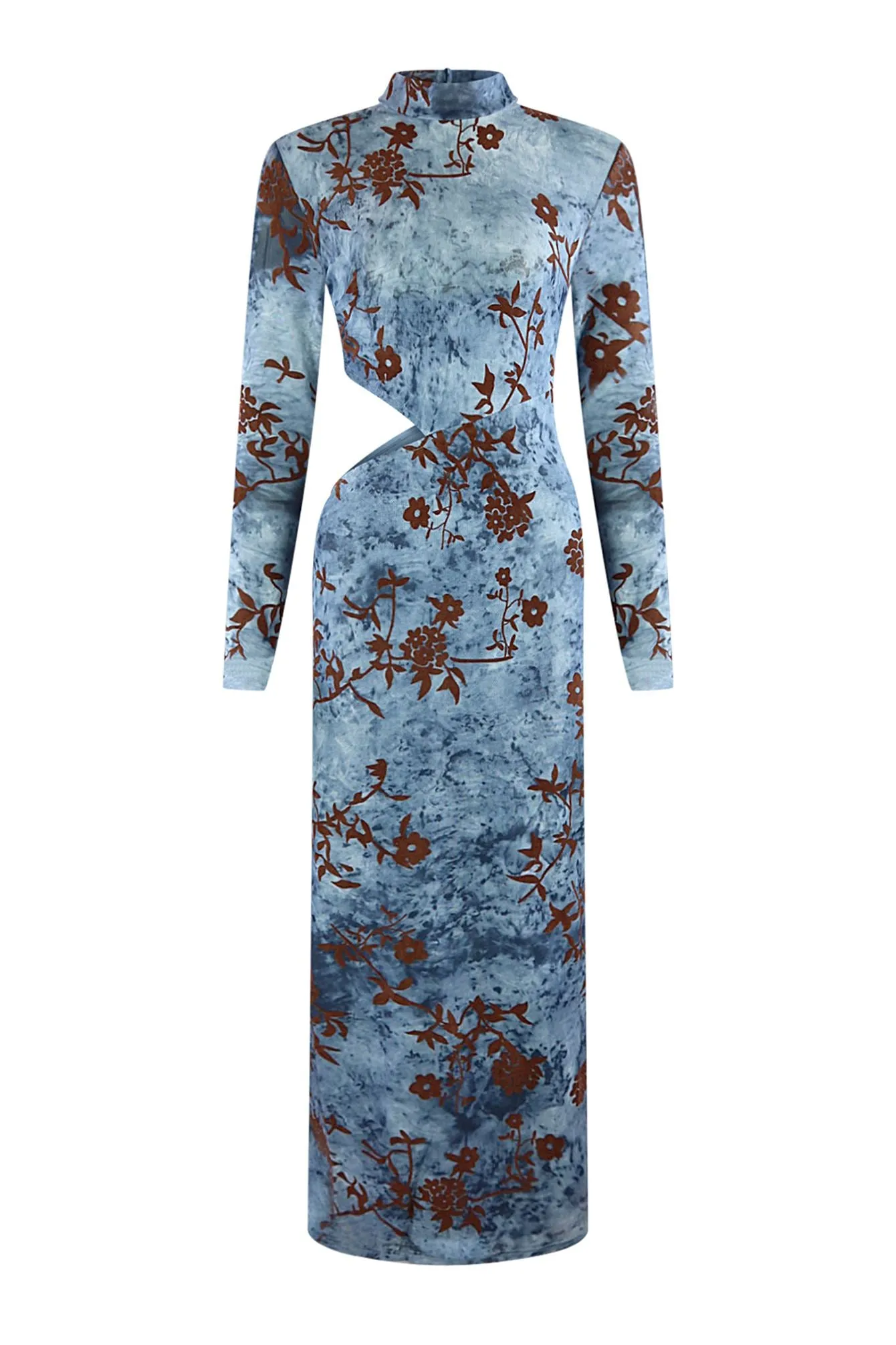 Fallin Sky Floral Print Mesh Dress