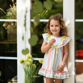 Foque Girls Coral Striped Dress