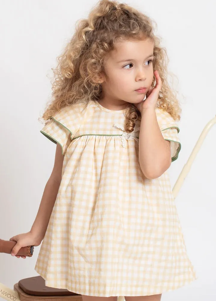 Foque Girls Vanilla Checked Dress