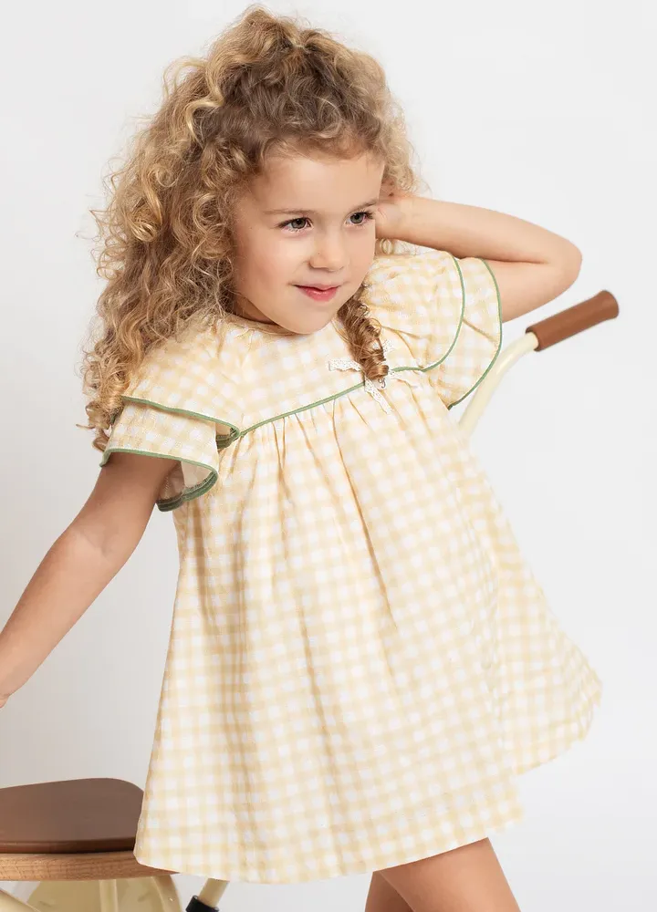 Foque Girls Vanilla Checked Dress