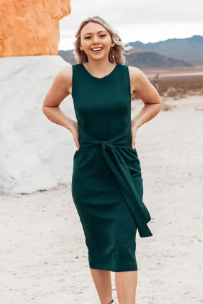 FOREST GREEN MIDI DRESS