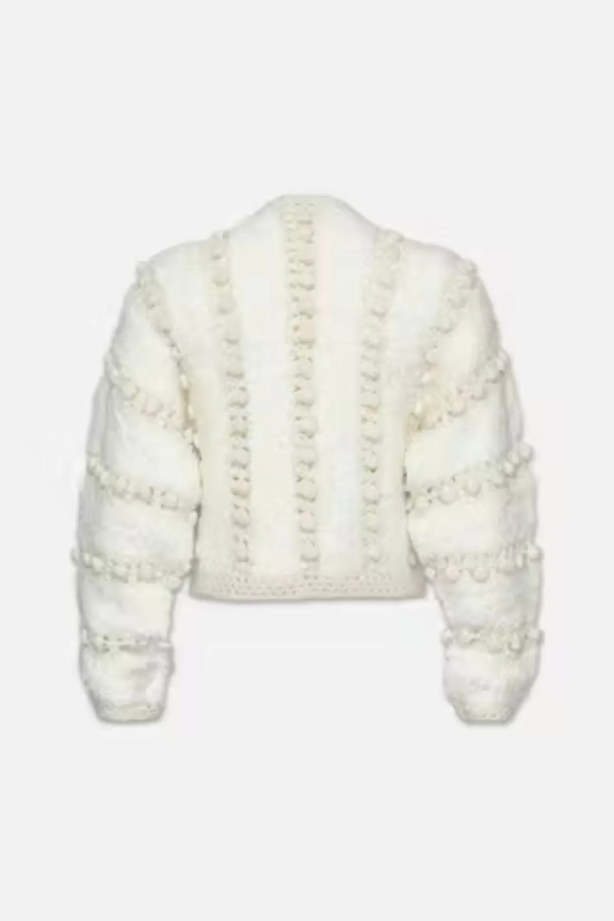 Chic Cream-Colored Frame Denim Cardigan with Pom Pom Detailing