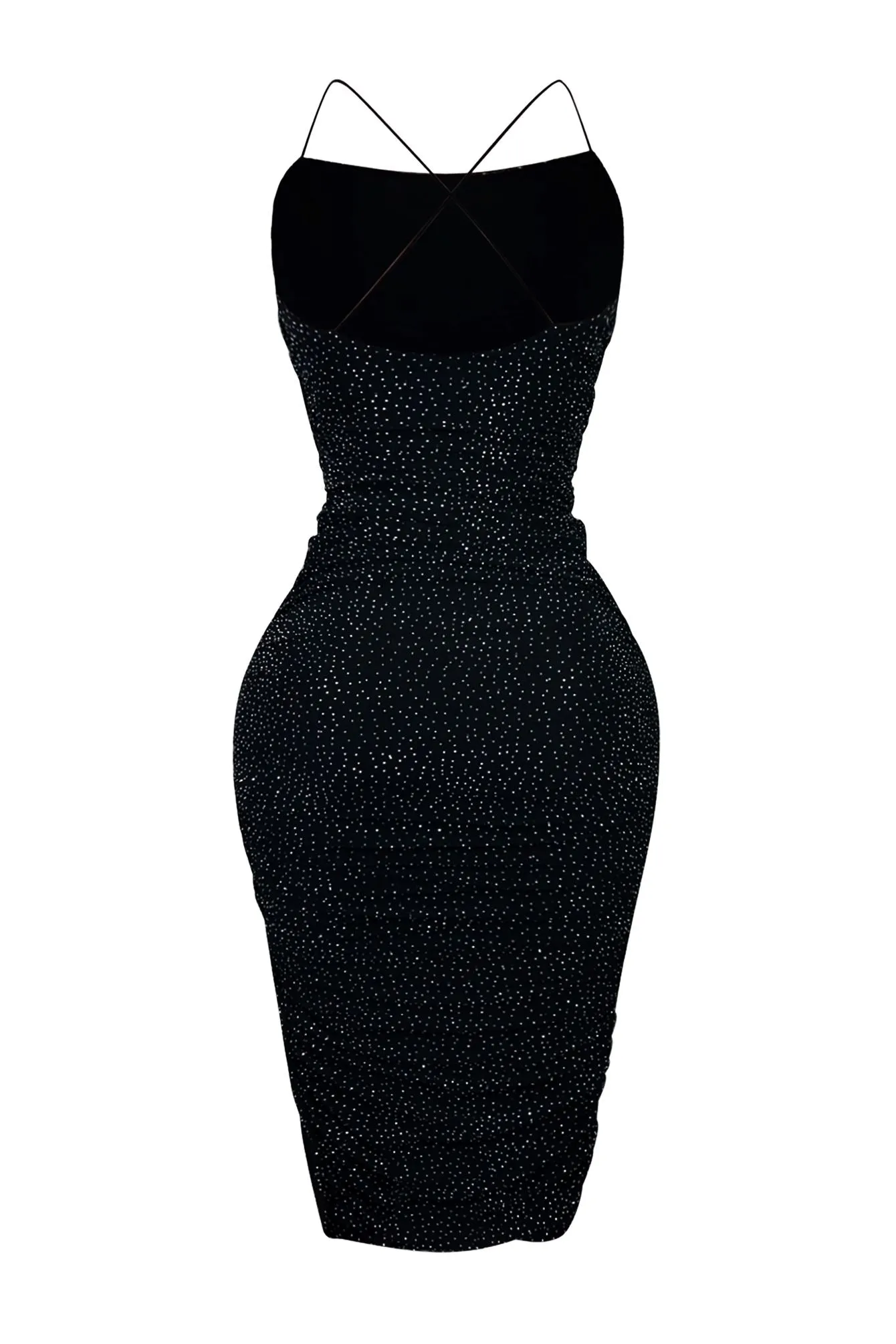 Sparkling Rhinestone Mesh Ruched Party Dress - Gemma Collection