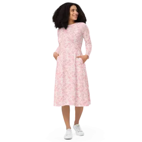 God's Louloudia Peach long sleeve midi dress