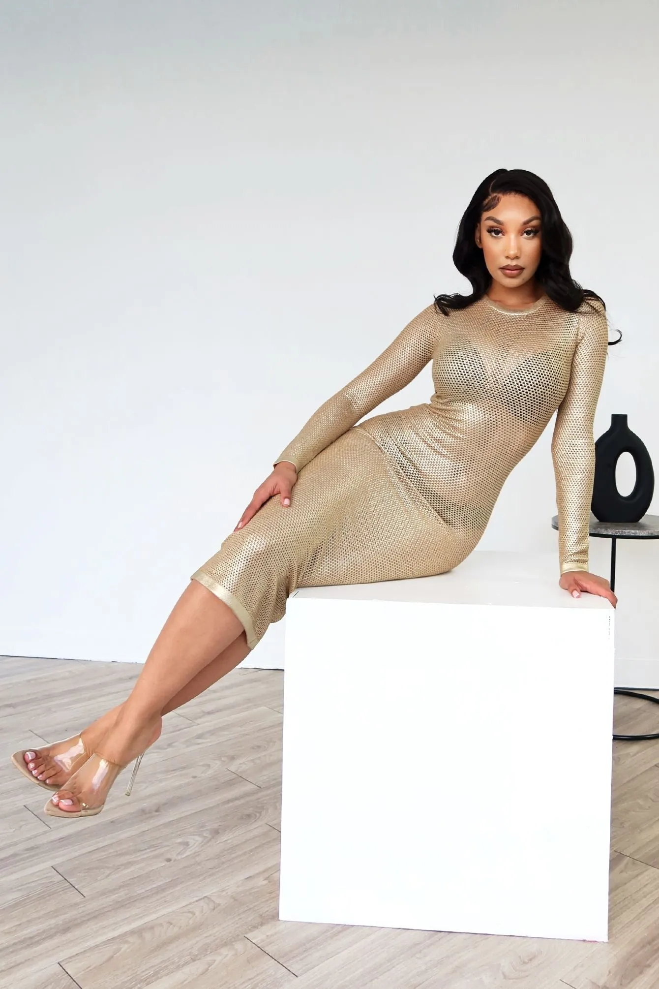 Gold Rush Metallic Midi Dress