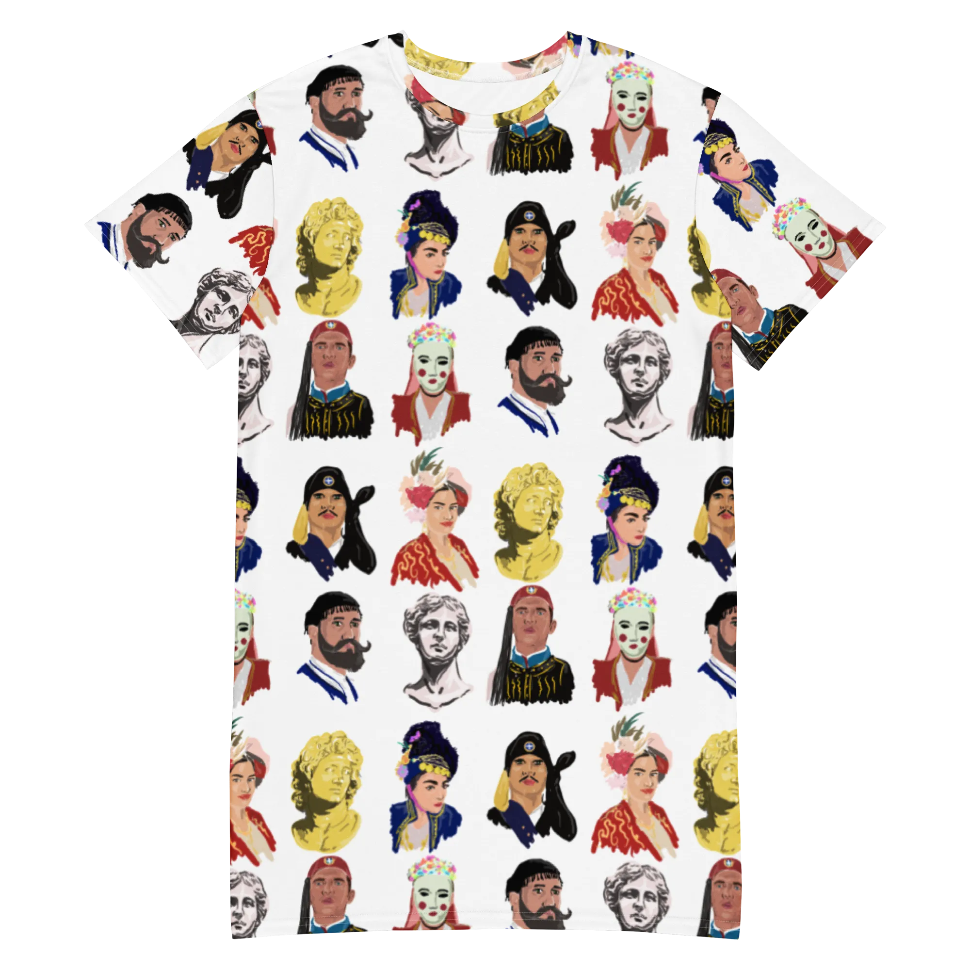 Greek Head Shots T-shirt dress